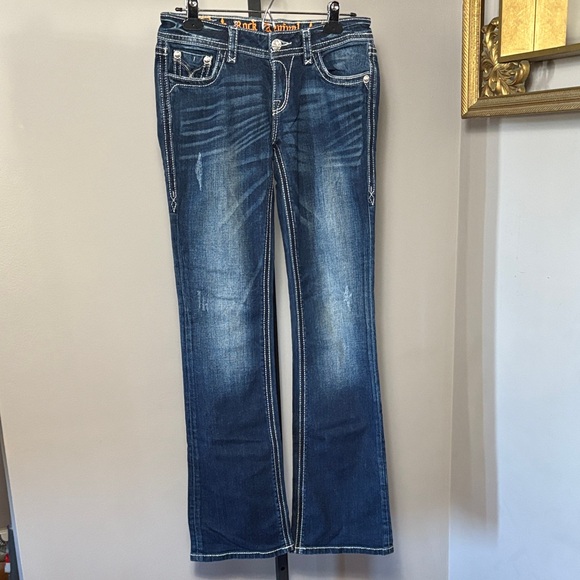 Rock Revival Denim - Rock Revival Lucille Boot Size 28 Dark Denim Jeans